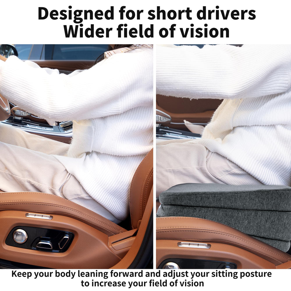 HOMBYS seat cushion installed in a car giving elevated eye line and better road view