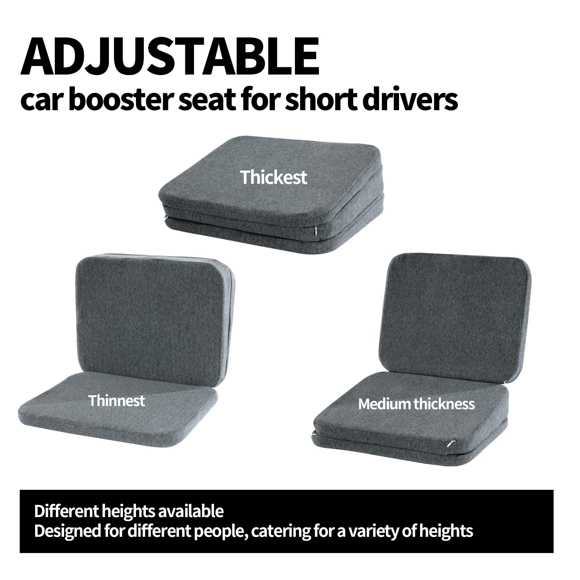 HOMBYS three-layer stack demonstration illustrating adjustable heights for personalized seat elevation