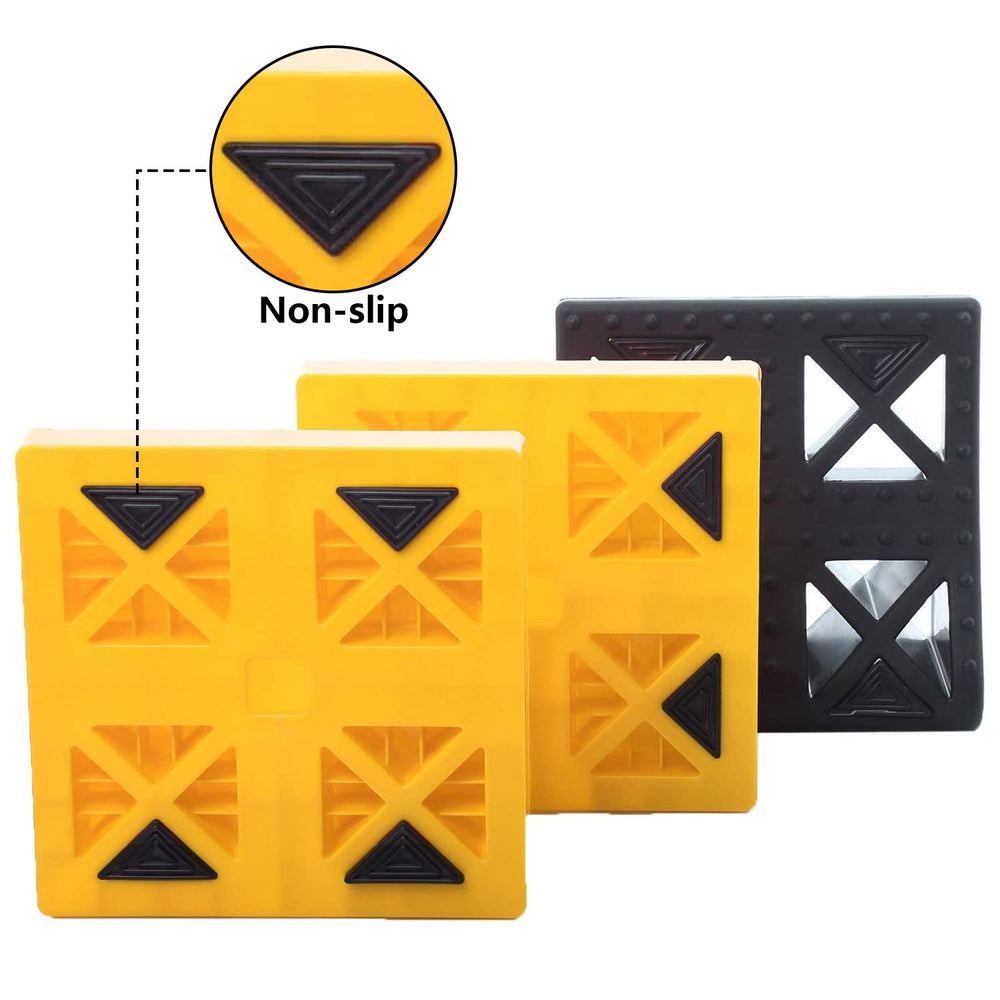 Homeon Wheels wheel chock closeup that prevents rollback and increases campsite safety
