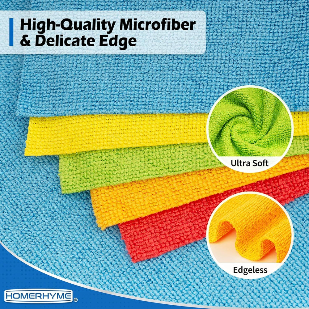 HOMERHYME cloth flat lay showing 11.5x11.5 size and easy handling benefit