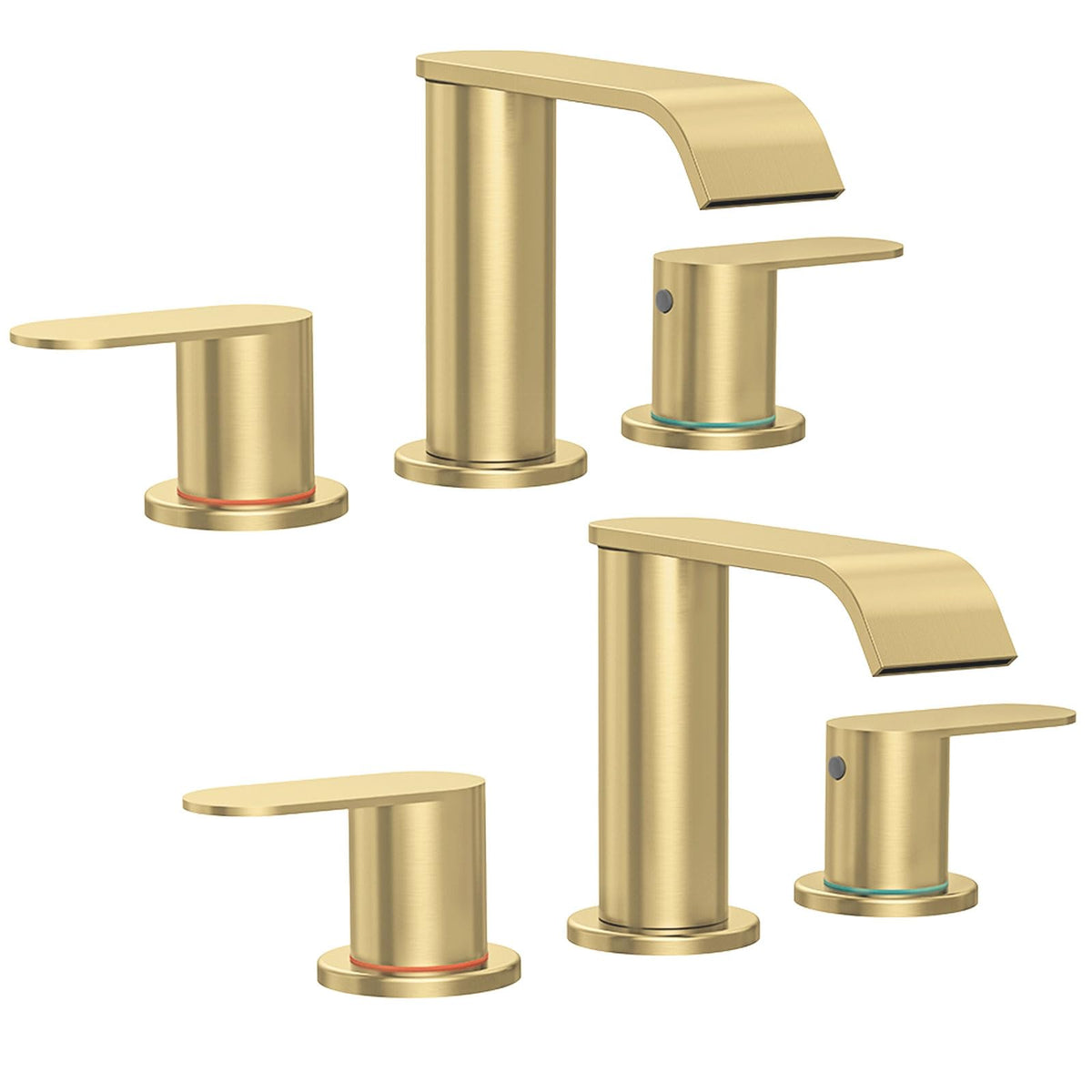 Homevacious front view of brushed gold dual-handle faucet showing elegant design