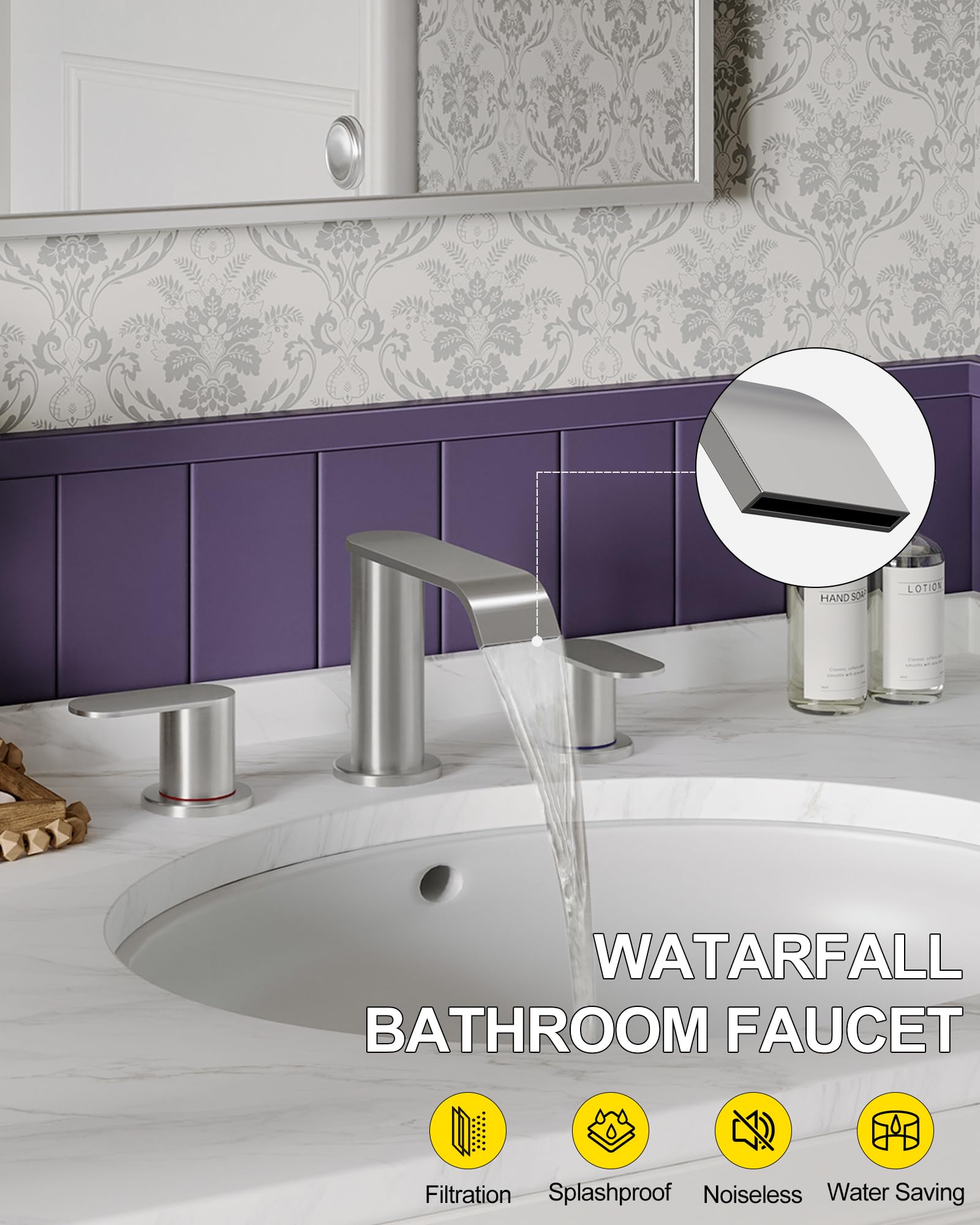 Homevacious dual handles detail offering precise temperature and flow control