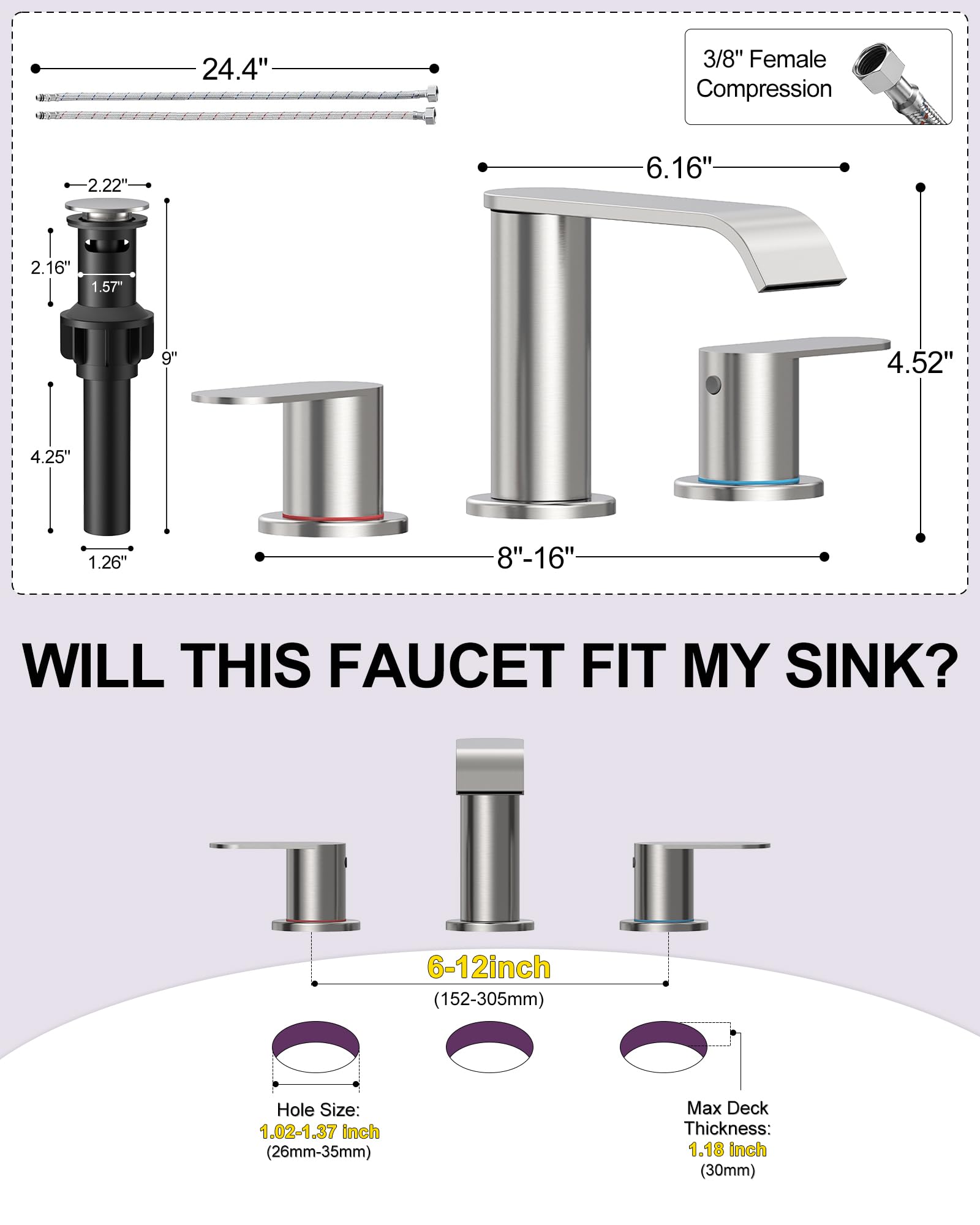 Homevacious wide waterfall spout producing smooth sheet stream to reduce splashing