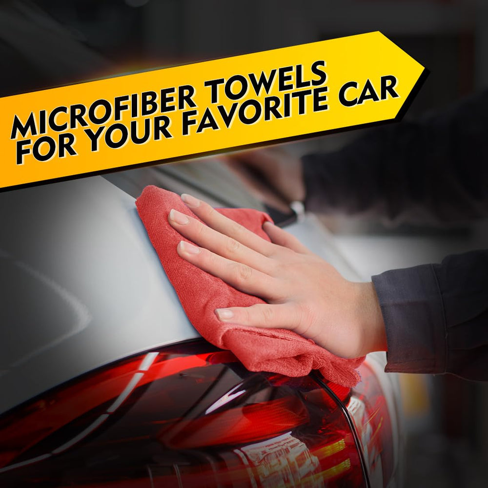 HOMEXCEL towel on car hood demonstrating gentle, streak-free drying benefit
