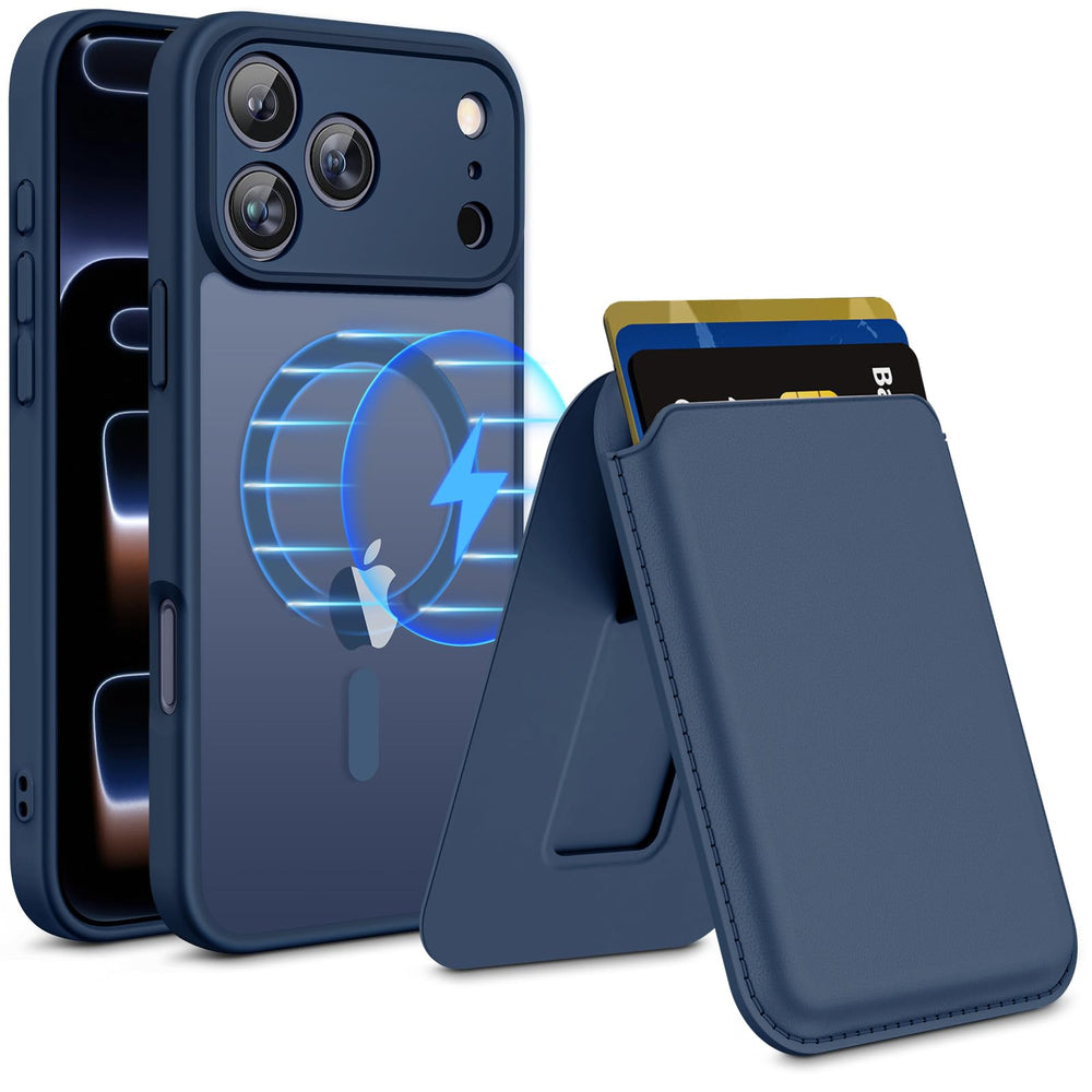Homstect front view of blue case showing sleek fit and protection