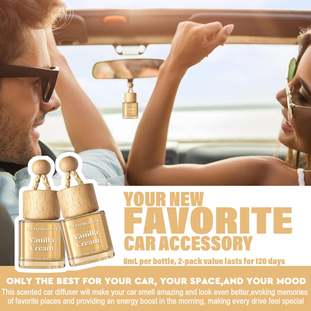 HoogaLife hanging in car from rearview mirror offering steady scent and no obstruction