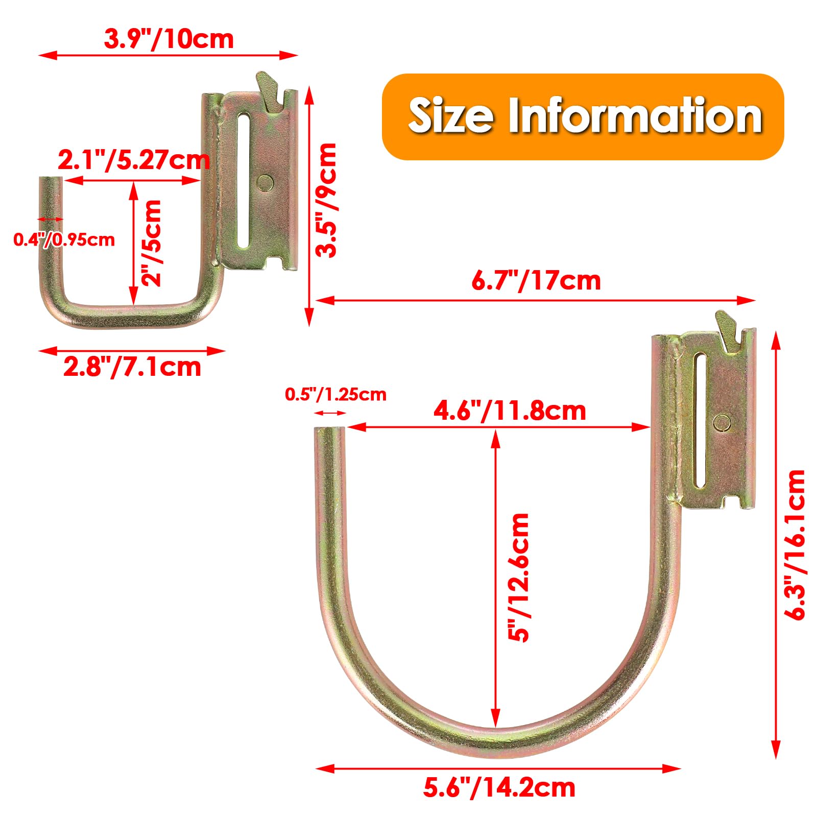 Hoowen 2 inch and 4 inch hooks side-by-side showing size options