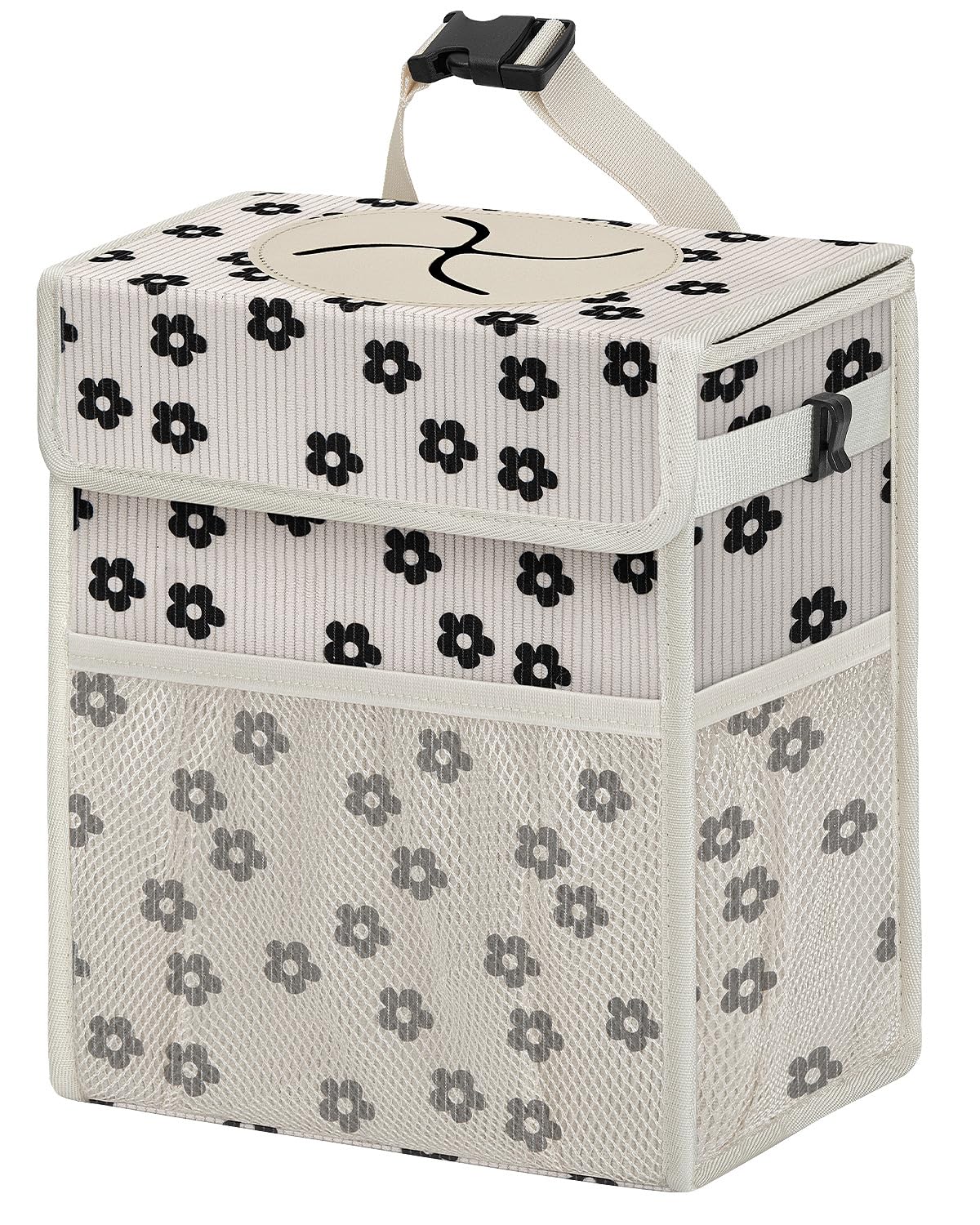 HORJONES front view corduroy trash can showing stylish design and neat cabin benefit