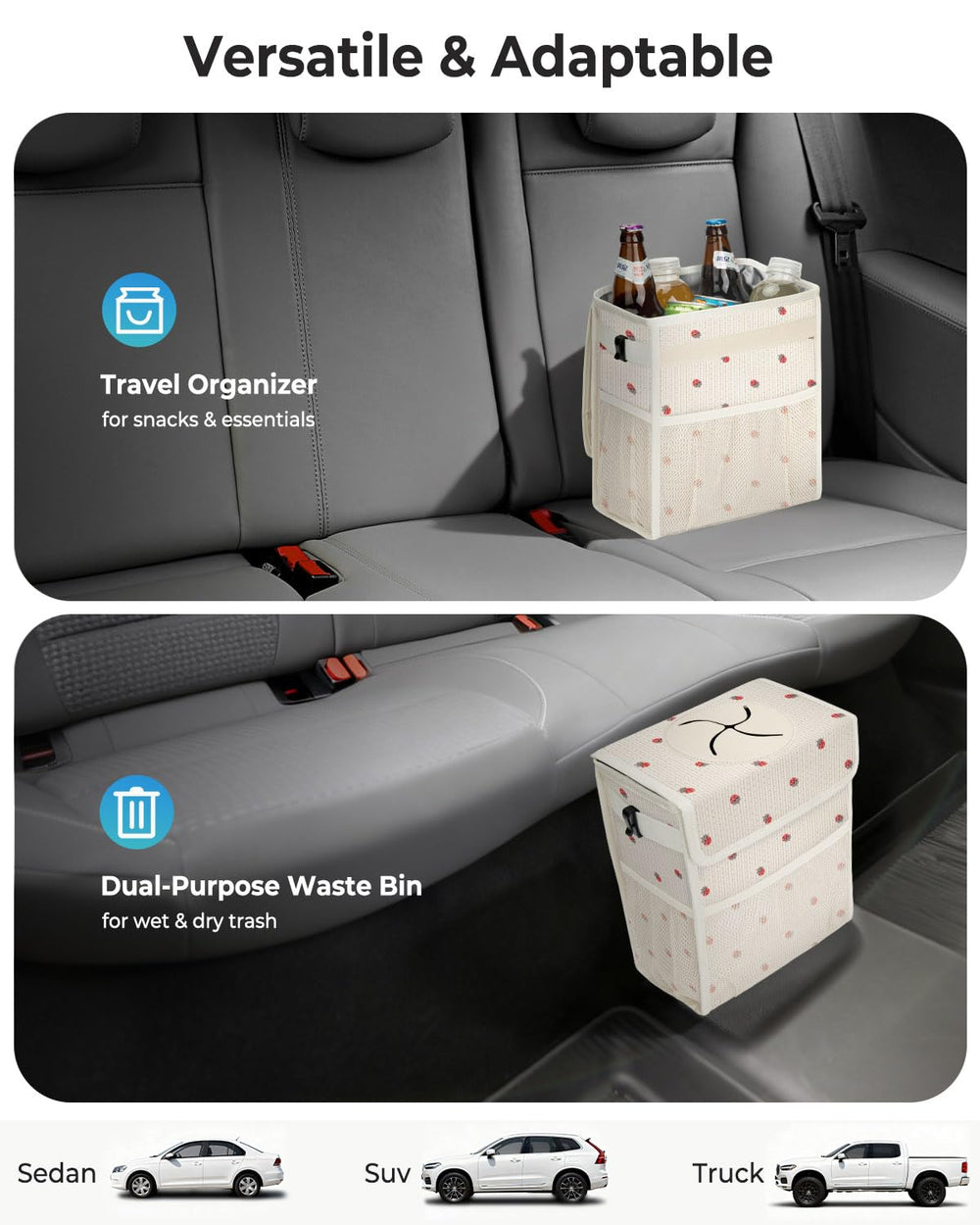 HORJONES hanging on headrest showing convenient placement and hands-free use