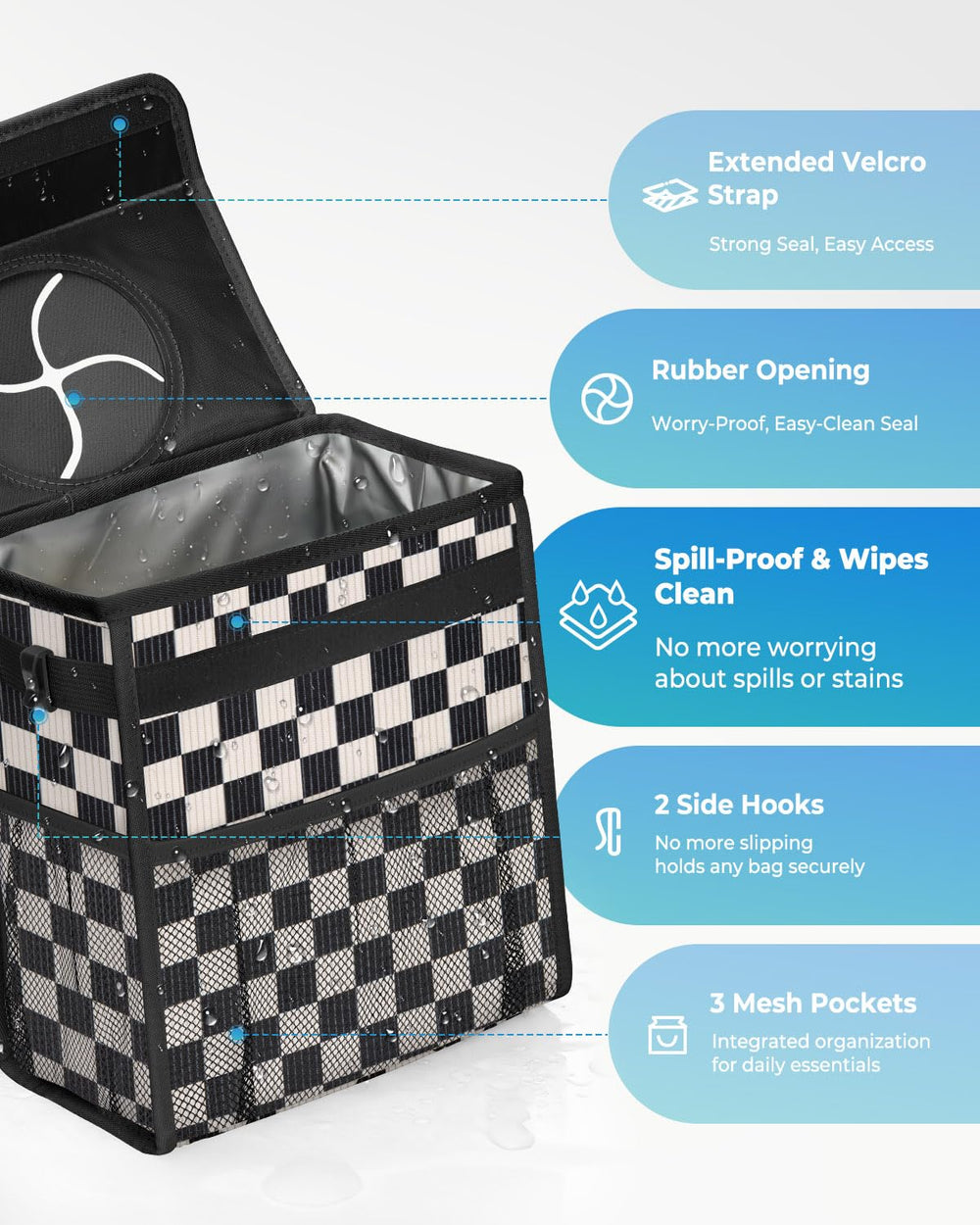 HORJONES open lid revealing leak-proof liner for easy cleaning and spill protection