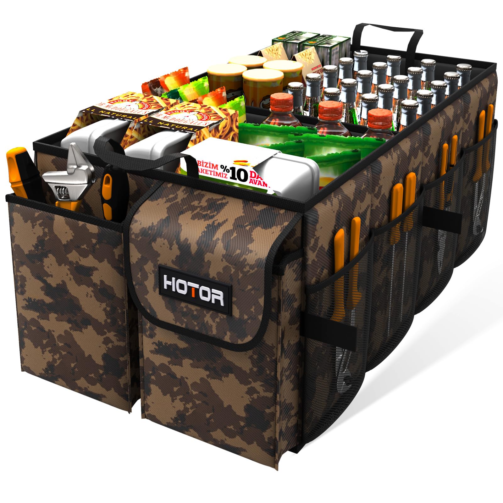 HOTOR close-up of compartments and mesh pockets for quick item visibility