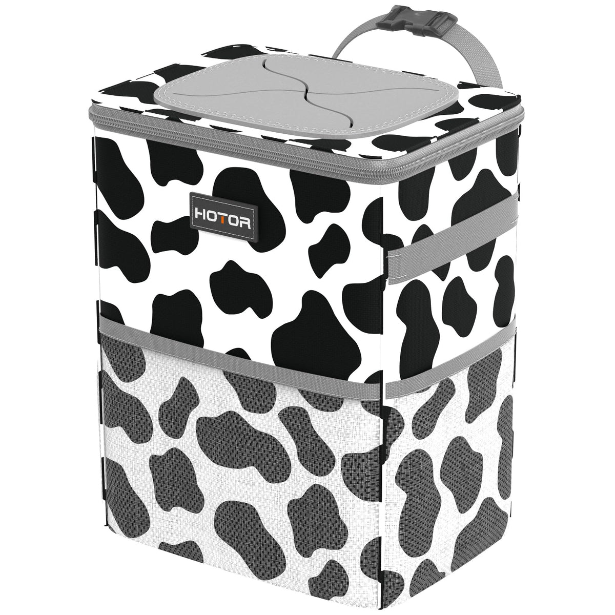 HOTOR cow design front view showing strap and compact placement benefit