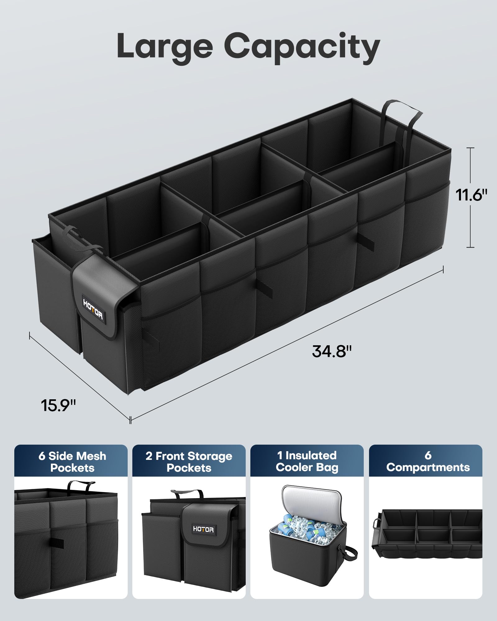 HOTOR detachable cooler close-up with sealed lining preserving temperatures