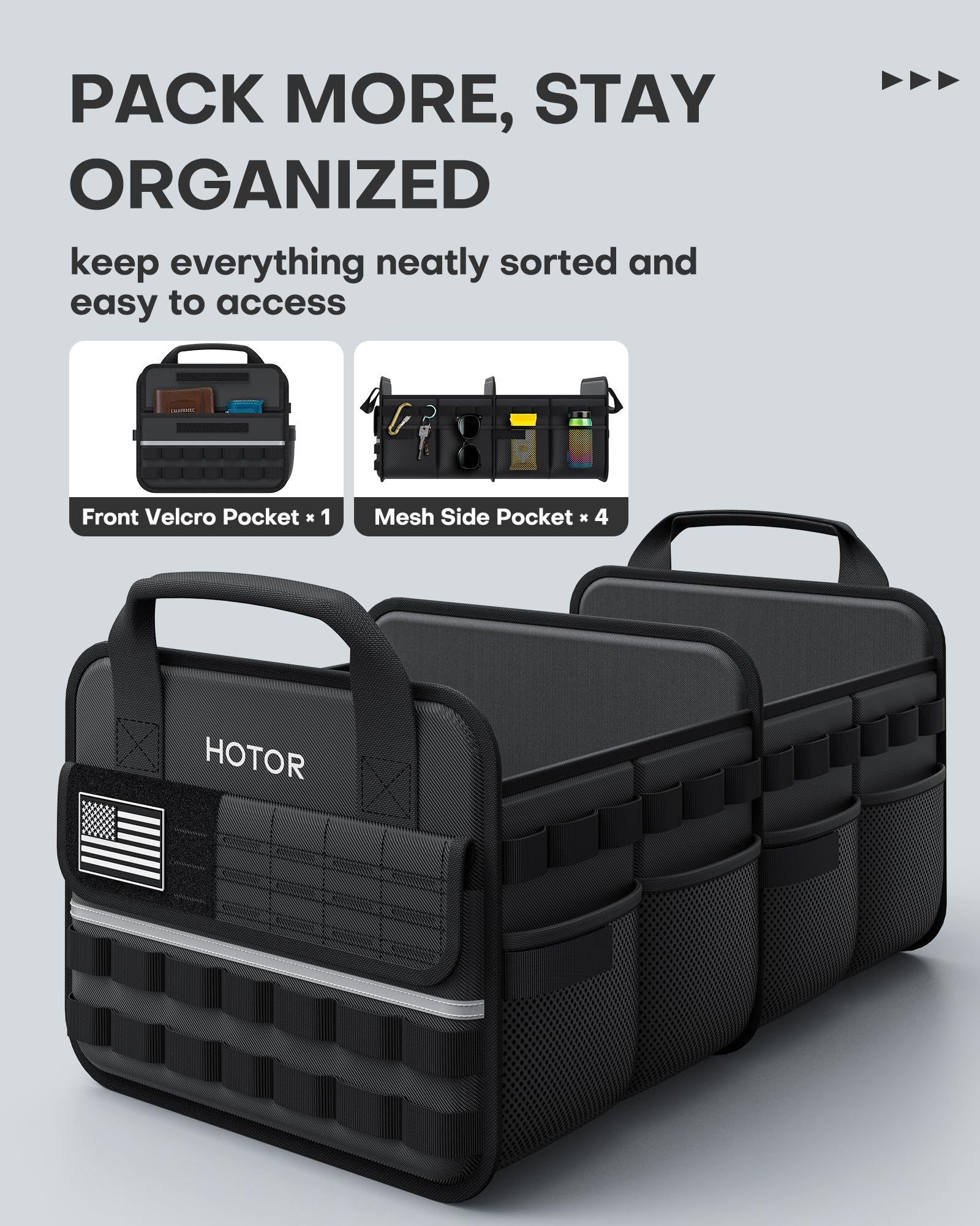 HOTOR folded flat for compact storage and easy stowing benefit