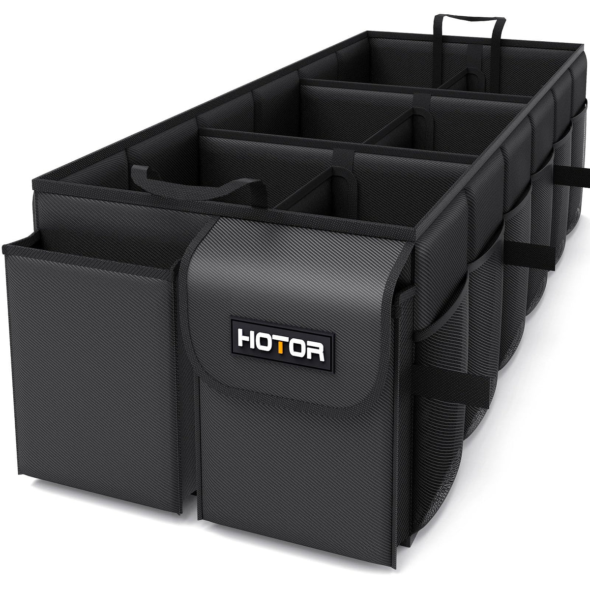 HOTOR front view open showing six compartments for tidy storage and quick access