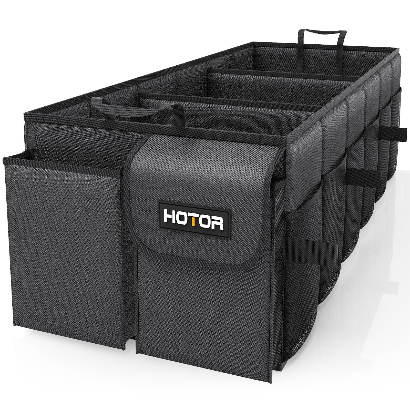 HOTOR front view full open showing three compartments and organization benefit
