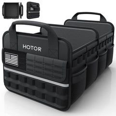 HOTOR front view showing MOLLE pocket and organized small gear benefit