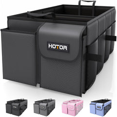 HOTOR front view of trunk organizer showing tidy storage benefit