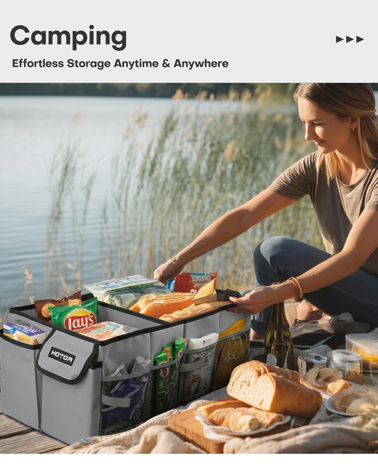 HOTOR installed in an SUV trunk keeping groceries and gear organized