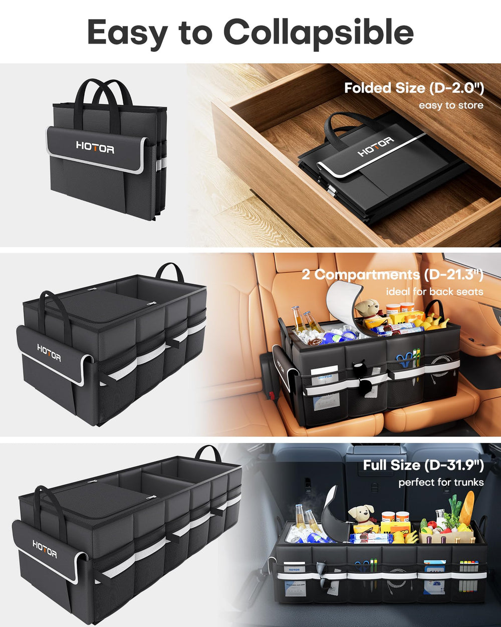 HOTOR installed in SUV trunk maintaining a neat, clutter-free cargo area