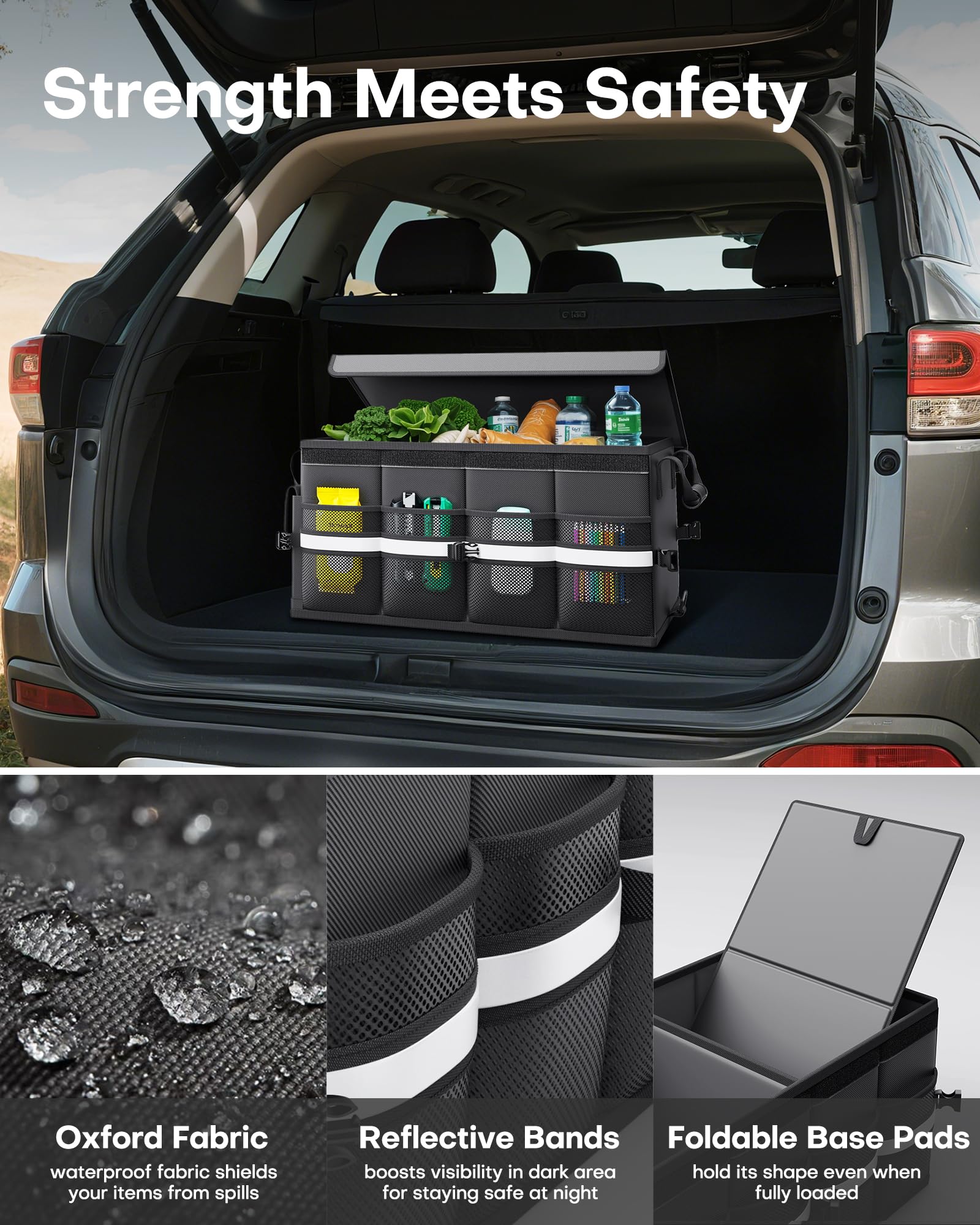 HOTOR mesh side pocket holding a bottle for quick-access convenience