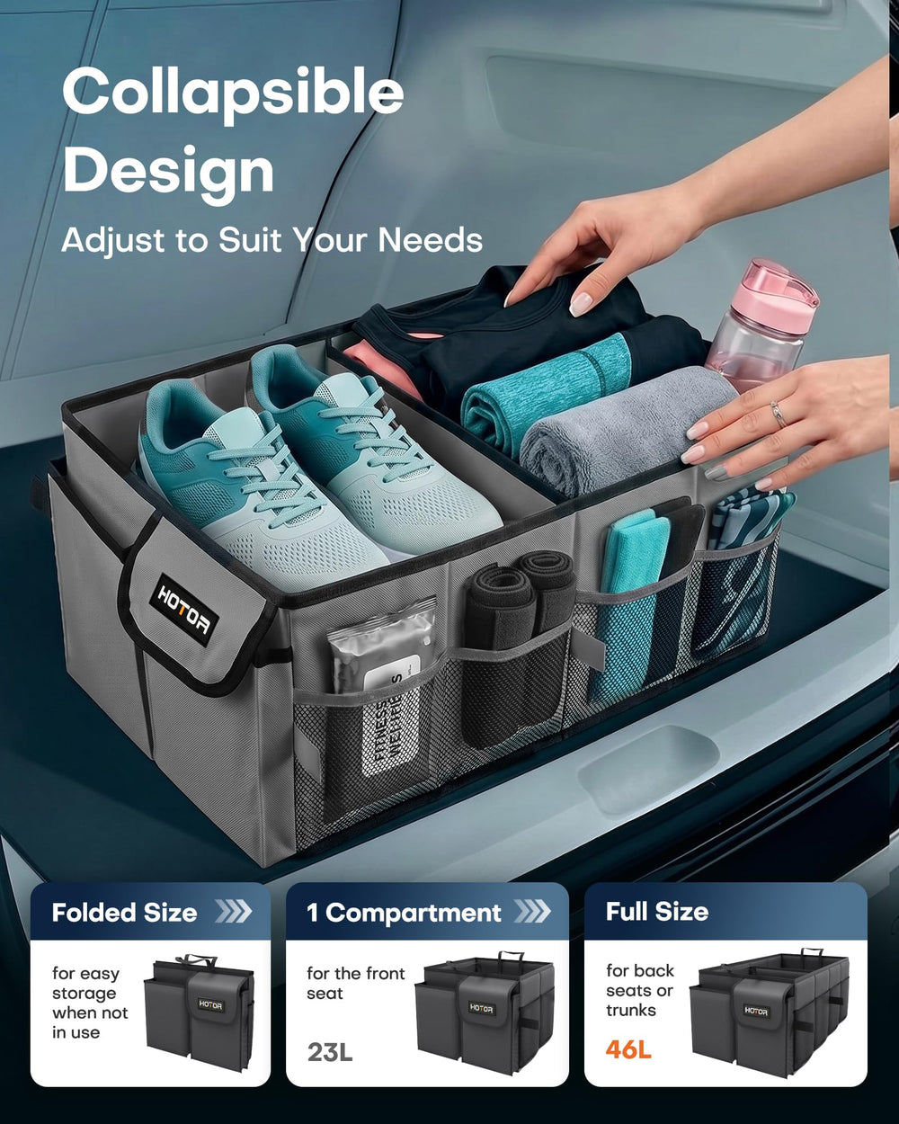 HOTOR thickened base panel holding weight and preventing sagging inside trunk