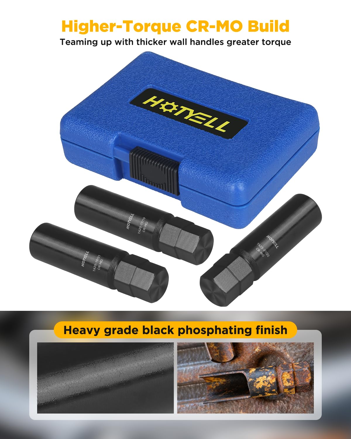 HOTYELL lug nut key in use on a wheel demonstrating secure removal benefit
