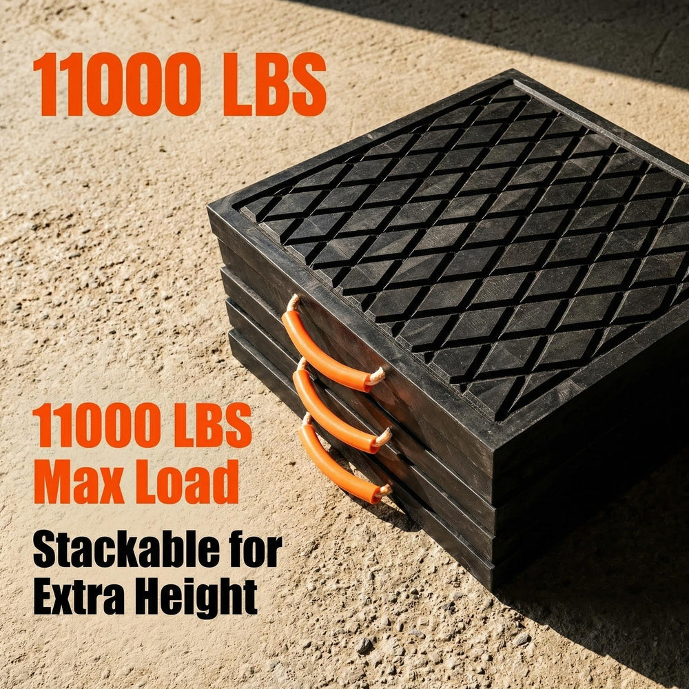 HOUSESET pad placed under RV jack on gravel providing stable weight distribution