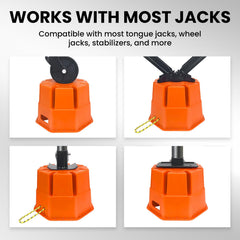 HOXWELL block supporting trailer jack in use to stop sinking on soft ground