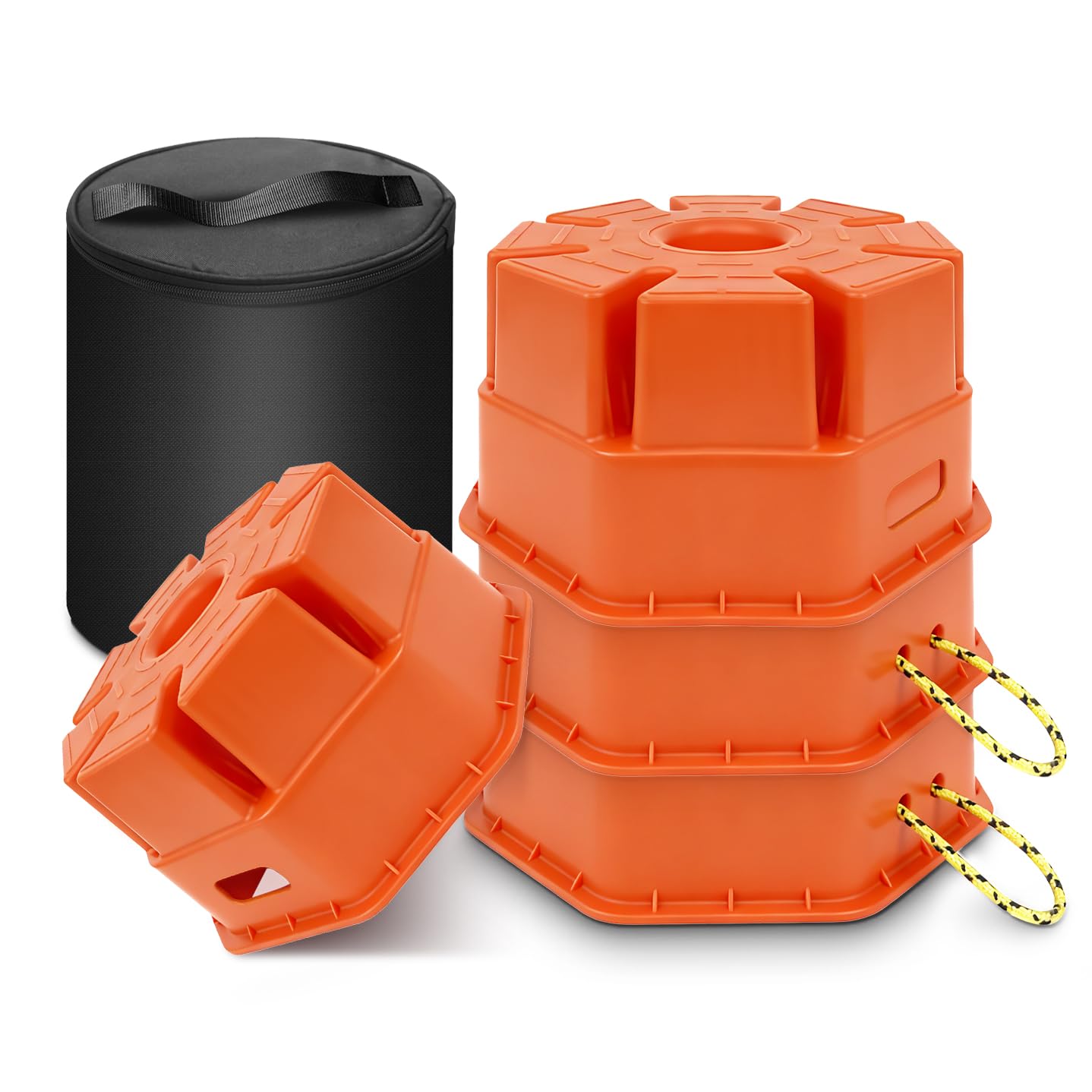 HOXWELL front view of four orange jack blocks showing kit convenience