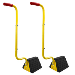 HOXWELL front view of two rubber chocks showing shape and stability benefit
