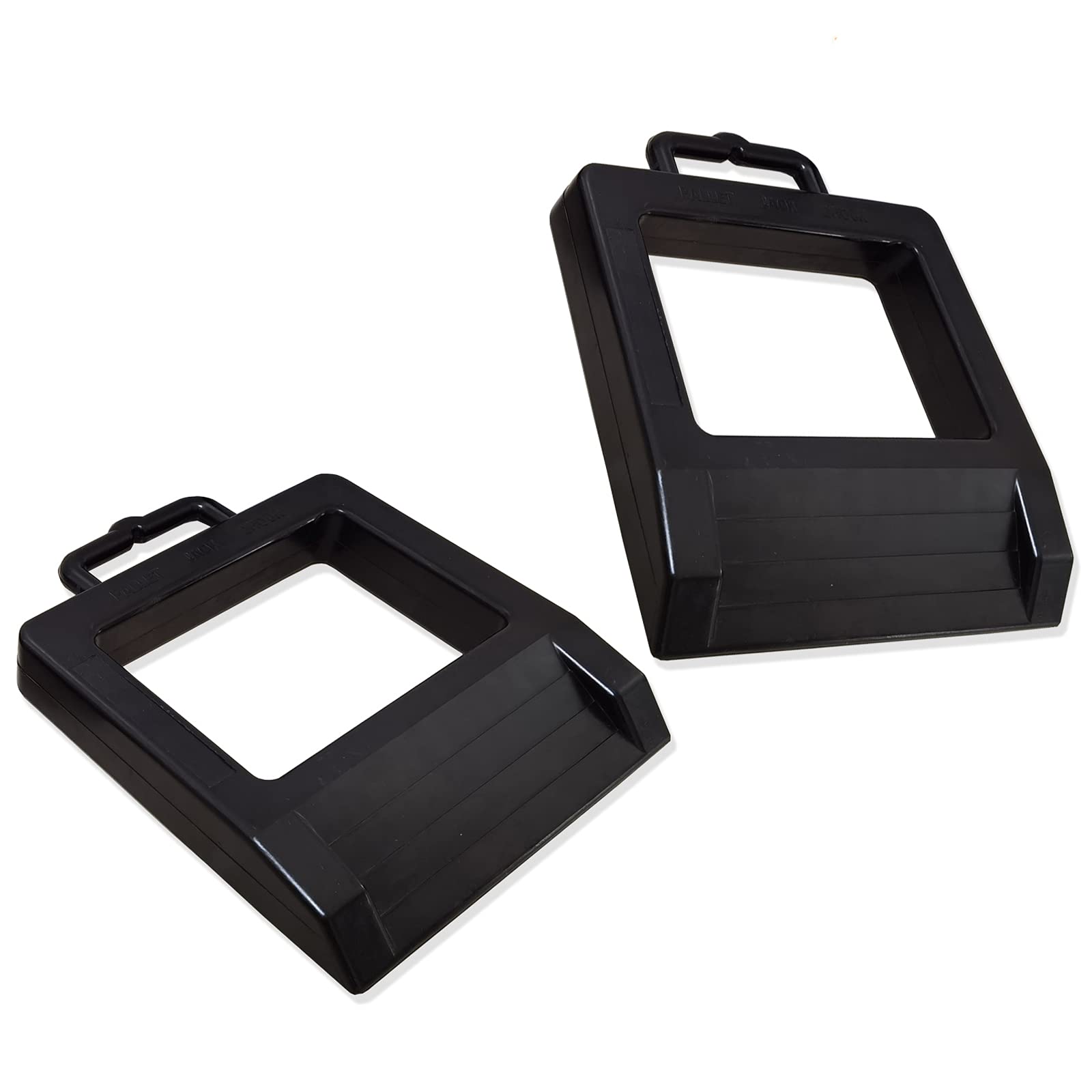 HOXWELL front view of two-pack rubber chocks showing shape and size for secure storage