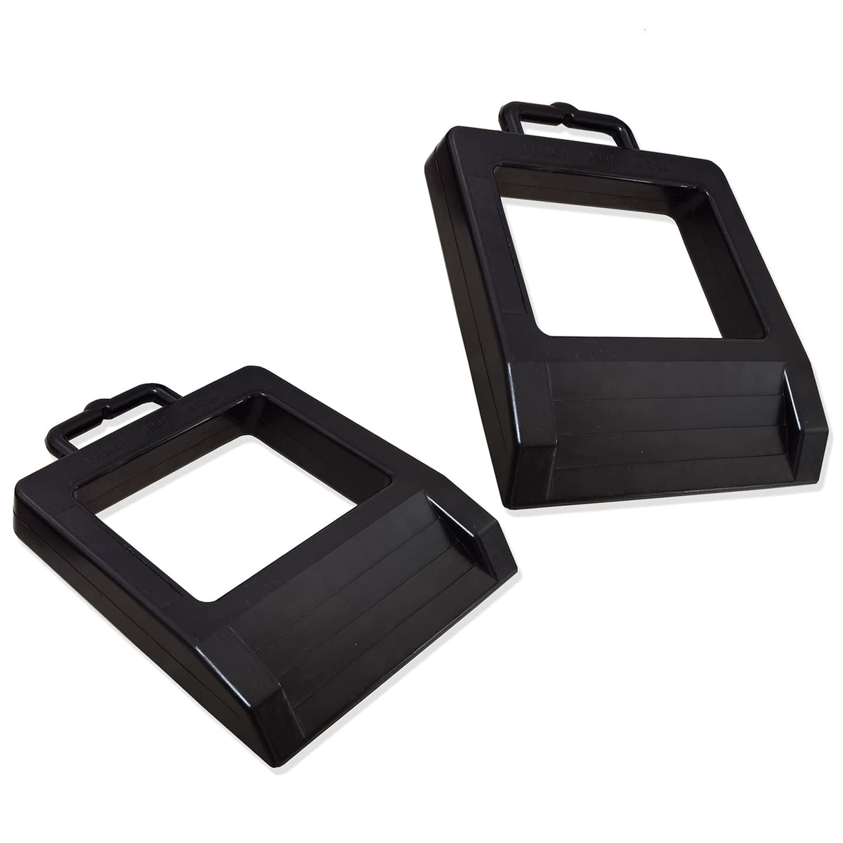 HOXWELL front view of two-pack rubber chocks showing shape and size for secure storage