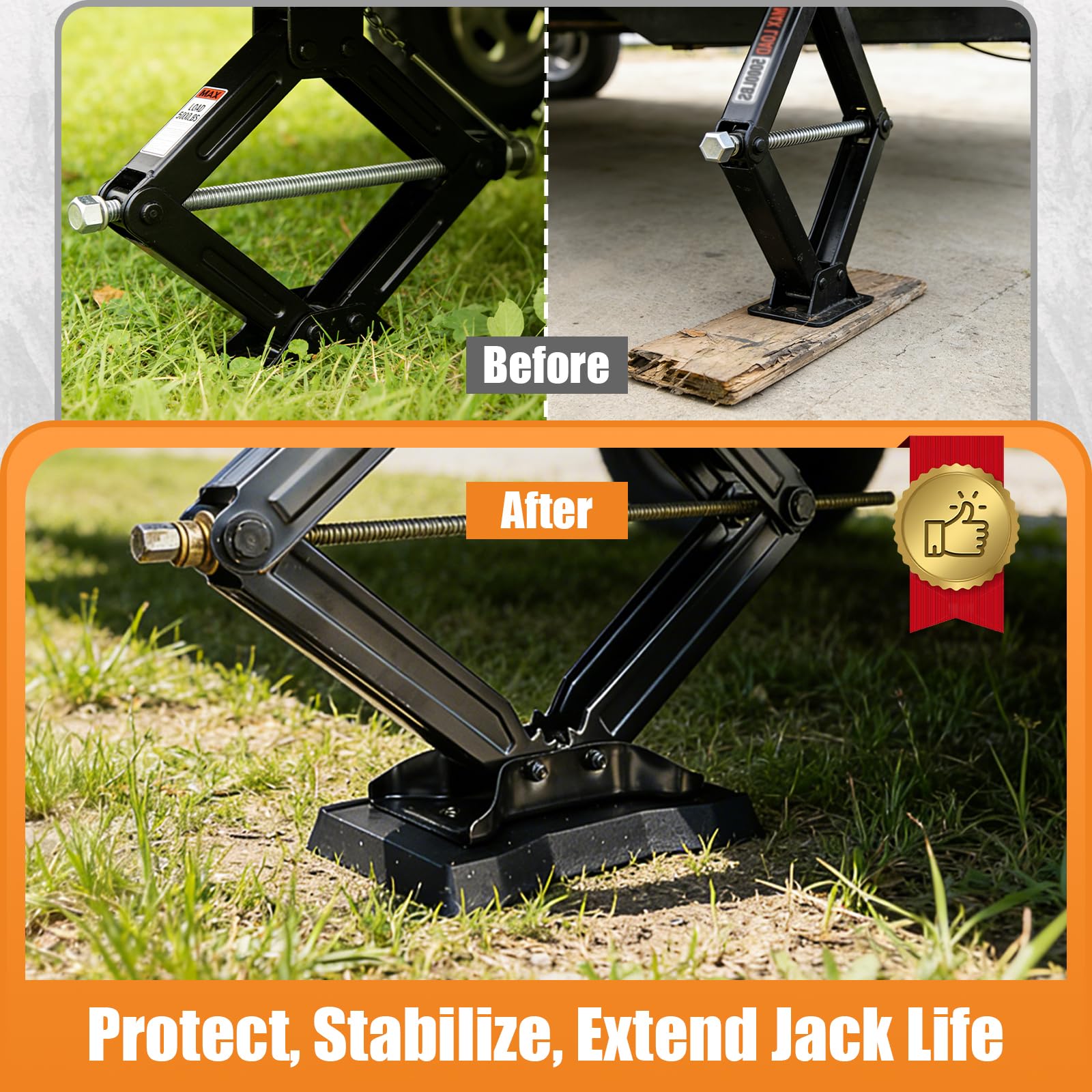 HOXWELL pad in campsite setting stabilizing trailer and improving safety