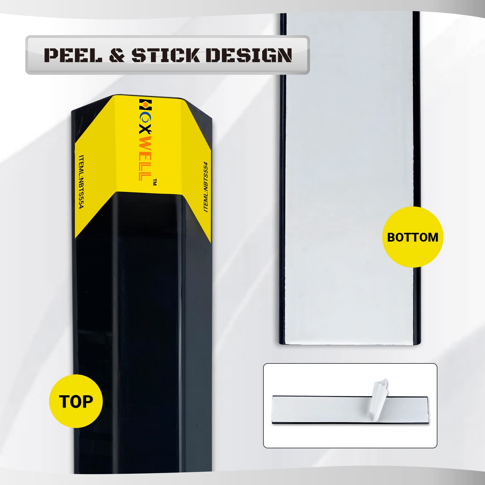 HOXWELL side profile showing stopper dimensions for proper fit and minimal footprint