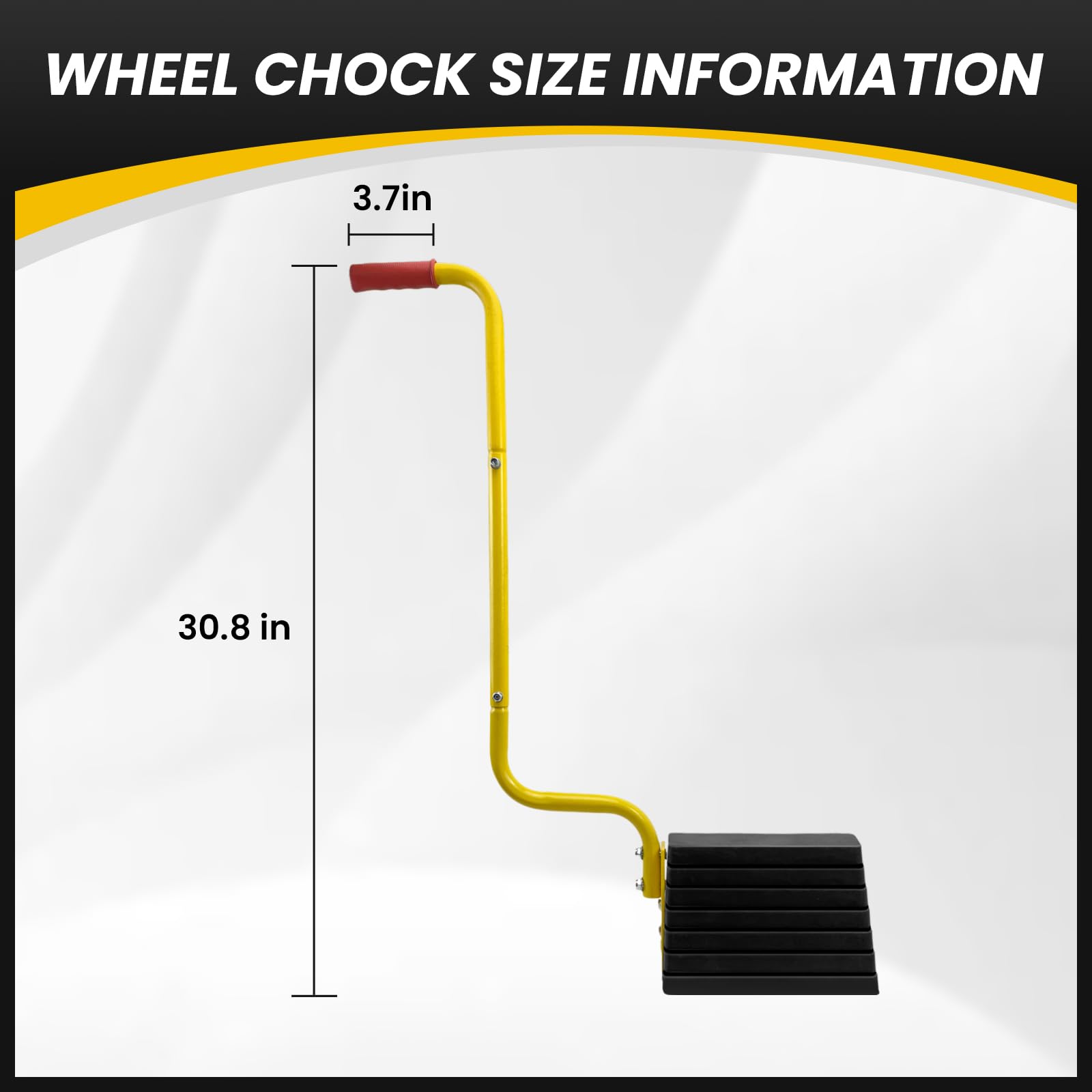 HOXWELL chock beside a hand showing size for easy handling and transport