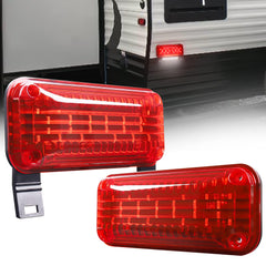 HOYUZA front view pair showing bright red lenses and clear license lamp benefit visibility