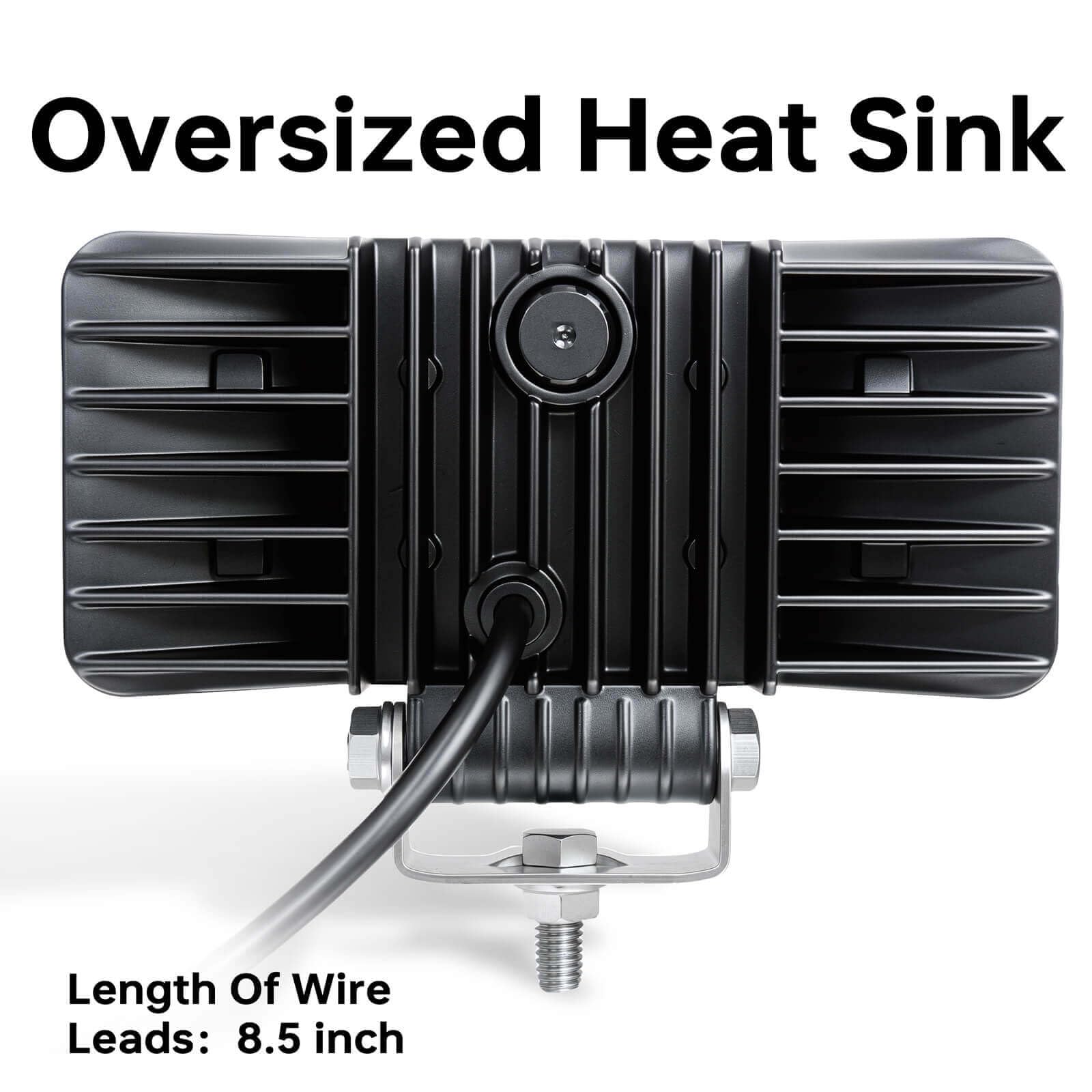 HOZILIFE close up of oversized heatsink for improved heat dissipation and lifespan