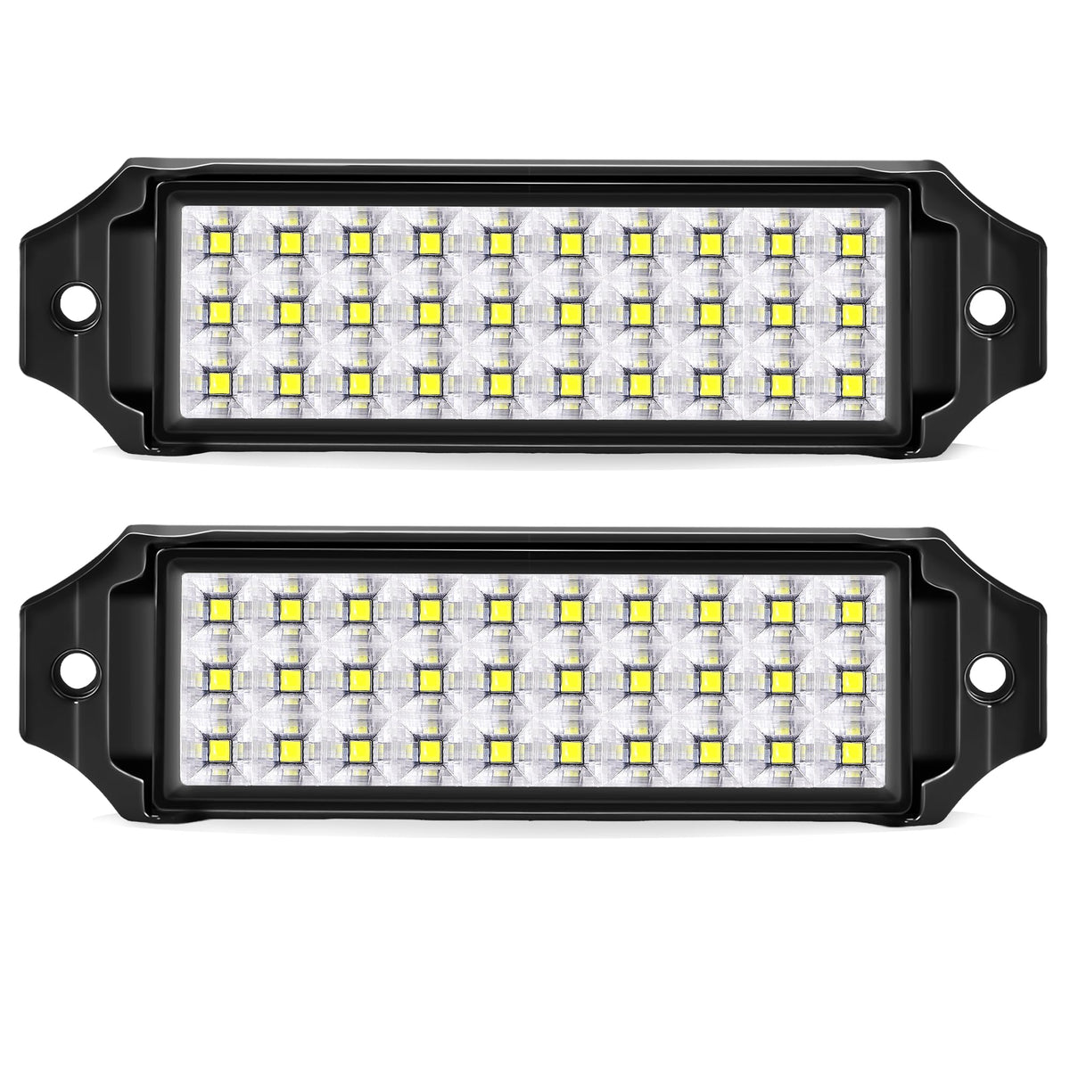 HOZILIFE front view of two flush mount pods showing low profile and paired brightness