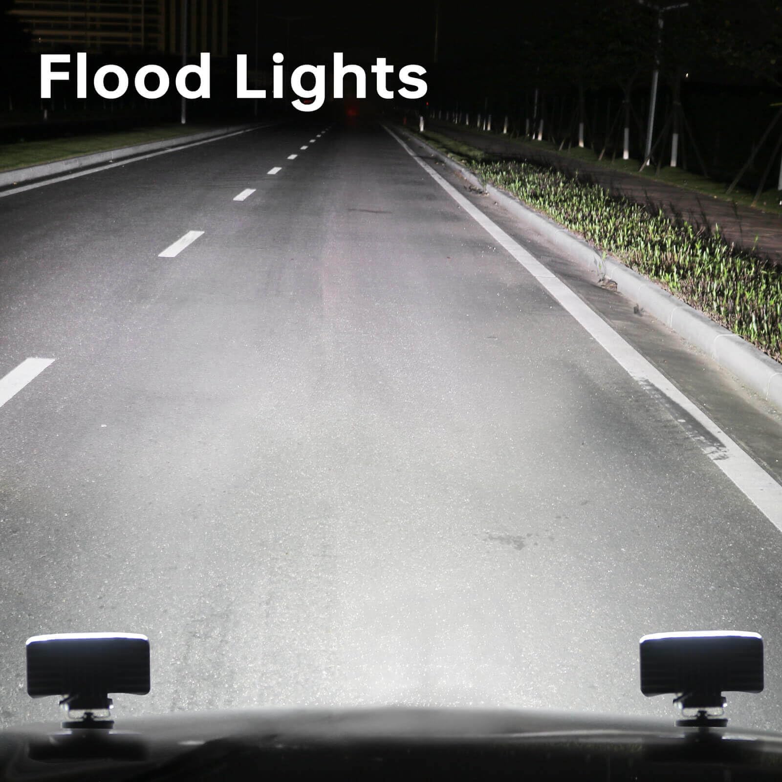 HOZILIFE night view lighting a roadside ditch for safer close‑range visibility