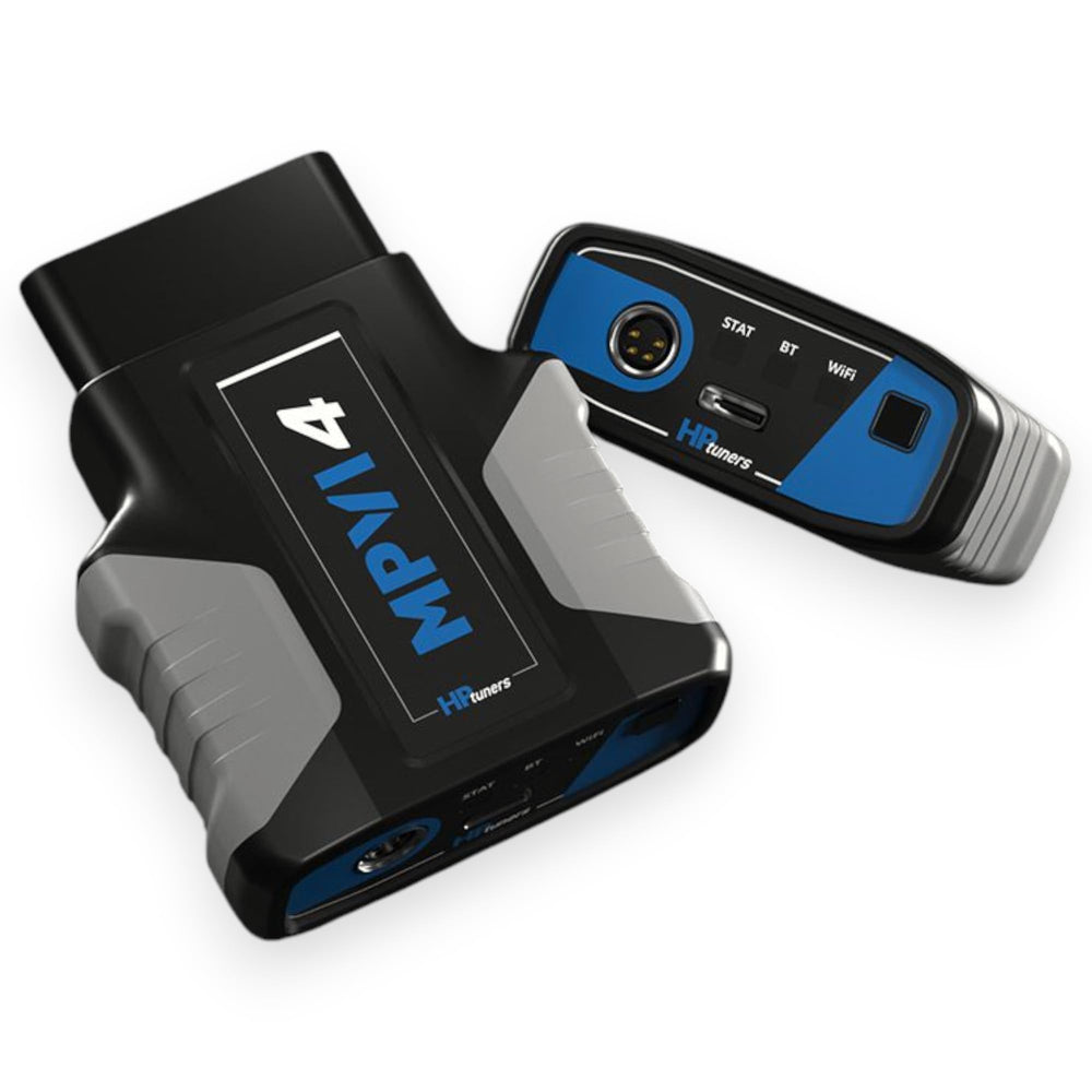 HP Tuners MPVI4 paired with laptop displaying VCM Suite data for fast logging