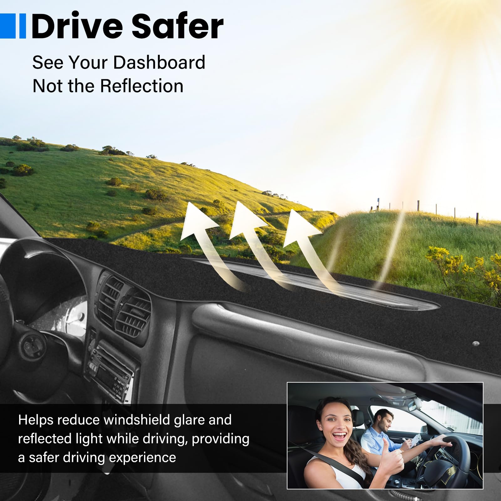 HPEVA dash cover passenger view hiding dashboard blemishes neatly