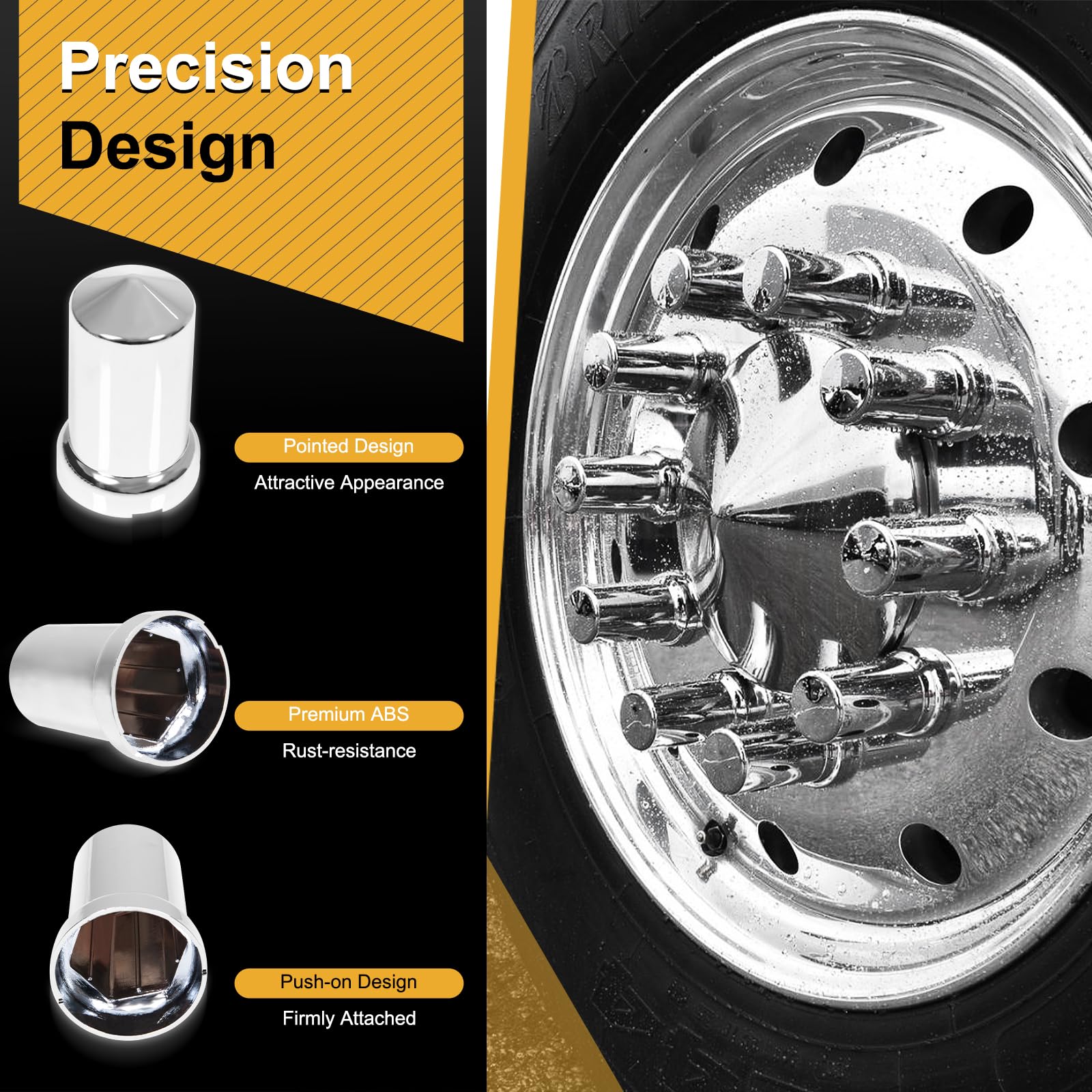 HQALTY close-up of bullet tip chrome finish highlighting stylish look and rust resistance