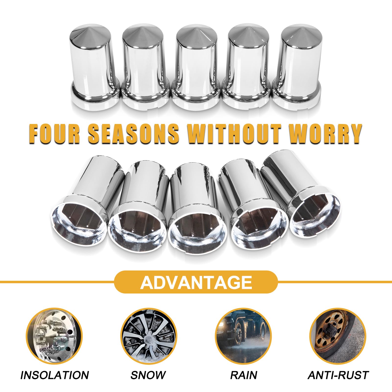 HQALTY polished truck wheels with covers on road showing professional, aerodynamic benefit