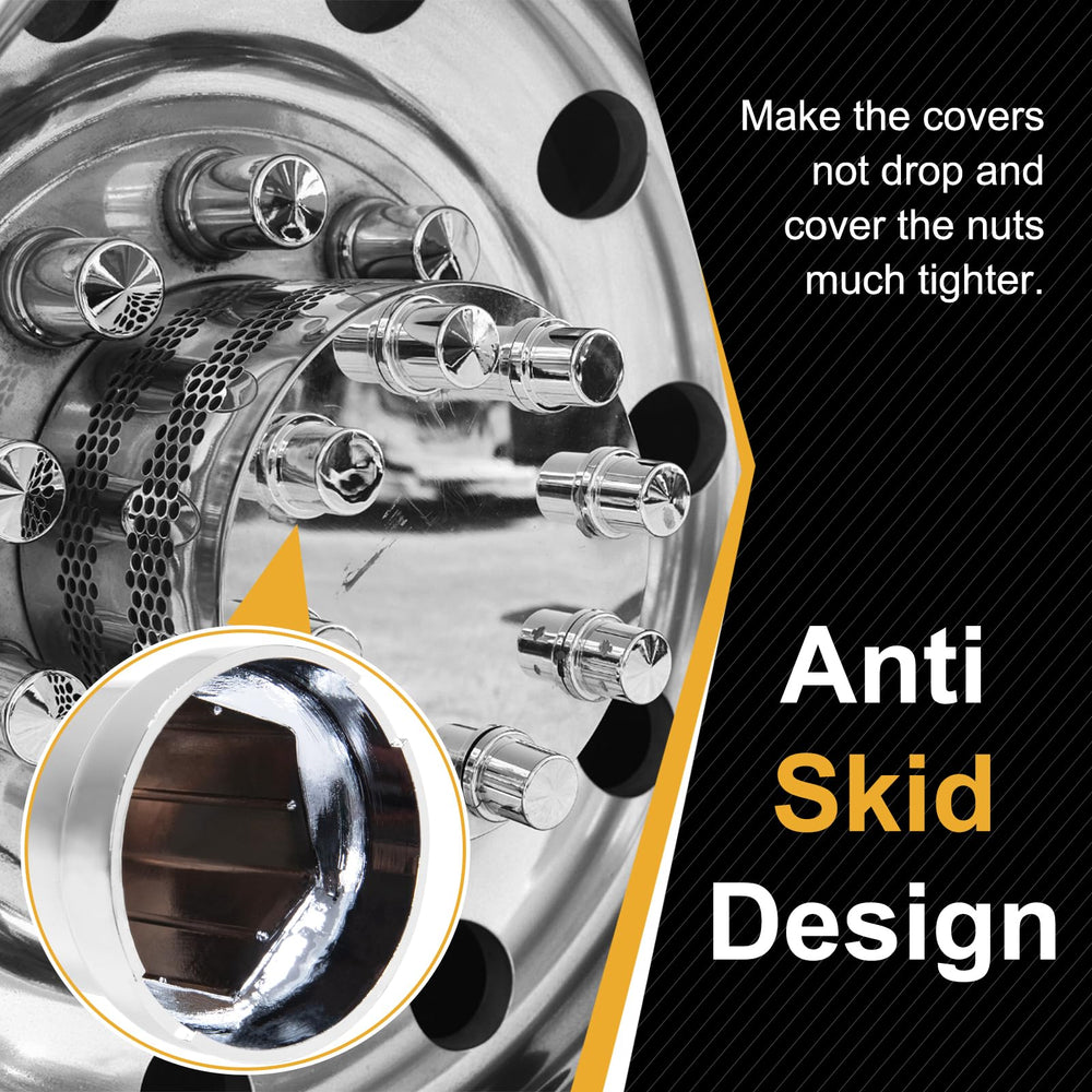 HQALTY lug nut cover beside ruler demonstrating 33mm fit for accurate sizing
