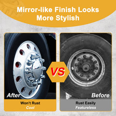 HQALTY thread-on lug nut covers installed showing secure fit and corrosion protection