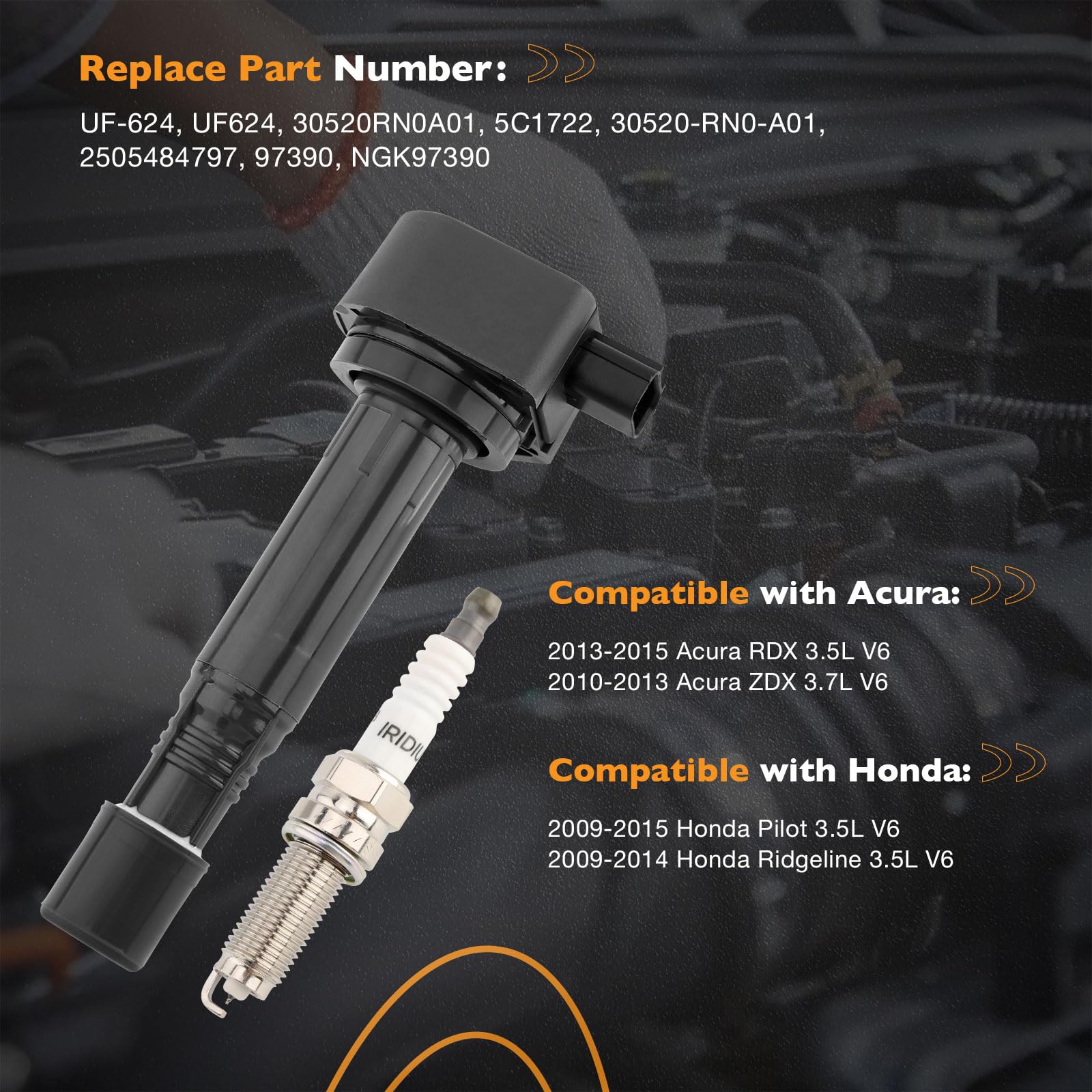 HQPASFY ignition coil close-up highlighting durable construction and reliability