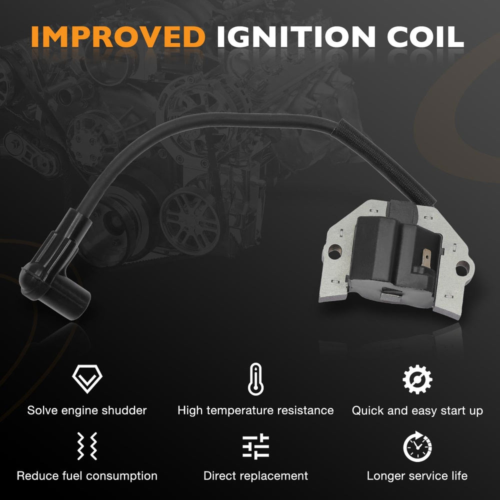 HQPASFY ignition coil in a lawn mower setting reducing misfires and downtime