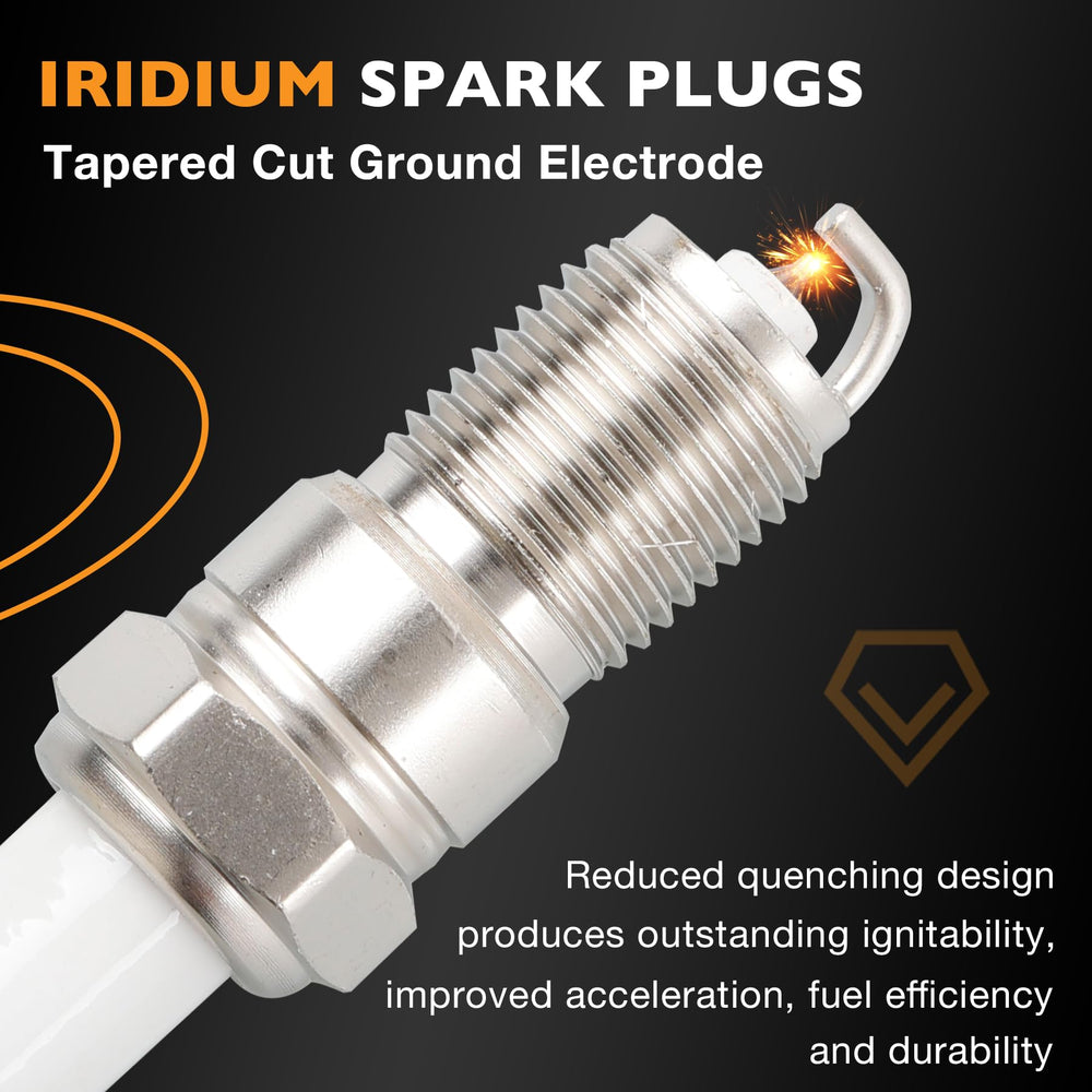 HQPASFY iridium spark plug tip detail highlighting long-life electrode for consistent spark