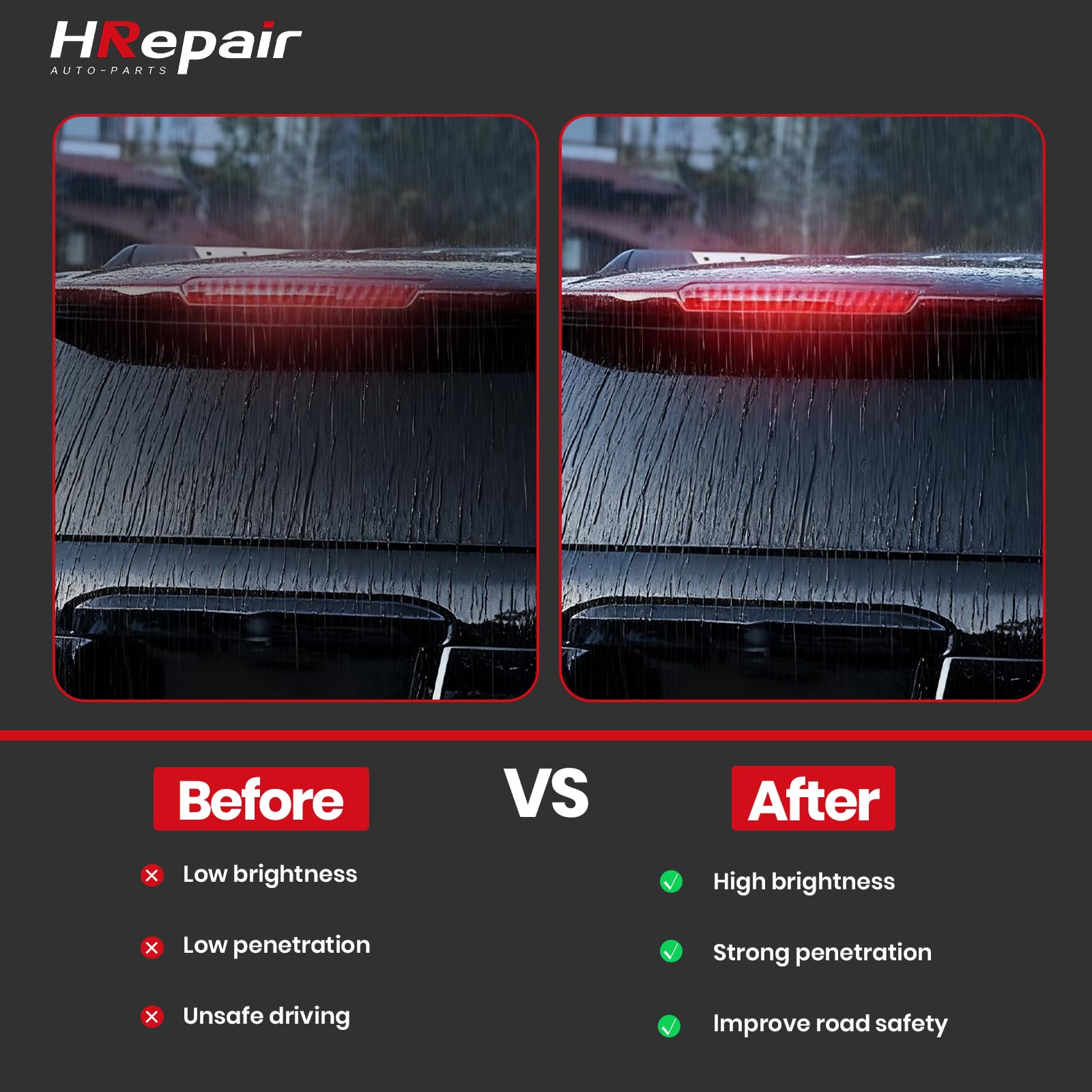 HRepair lifestyle shot of vehicle braking with upgraded third brake light